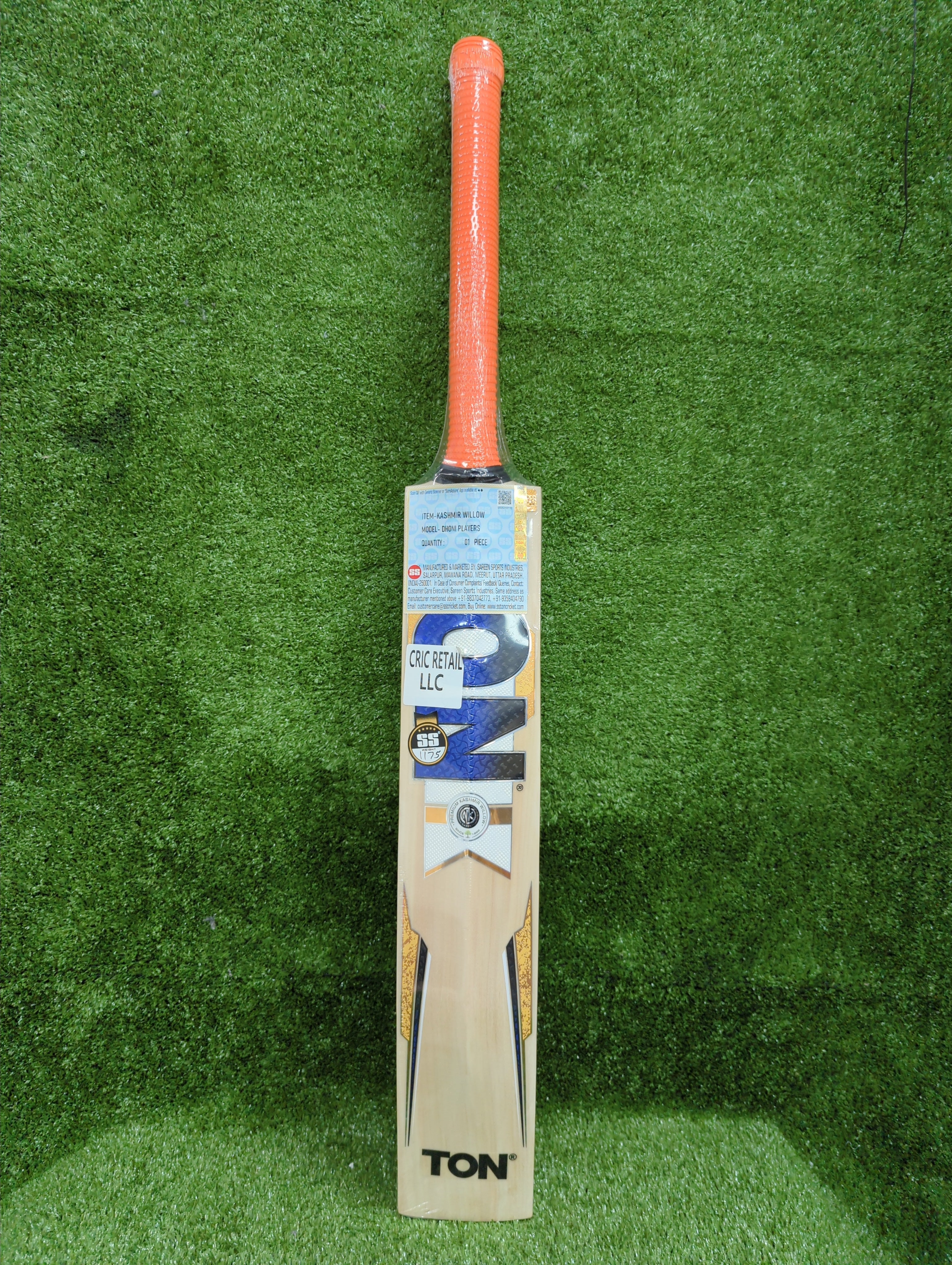 SS TON Dhoni Players Premium Kashmir Willow Cricket Bat - Long Handle SS