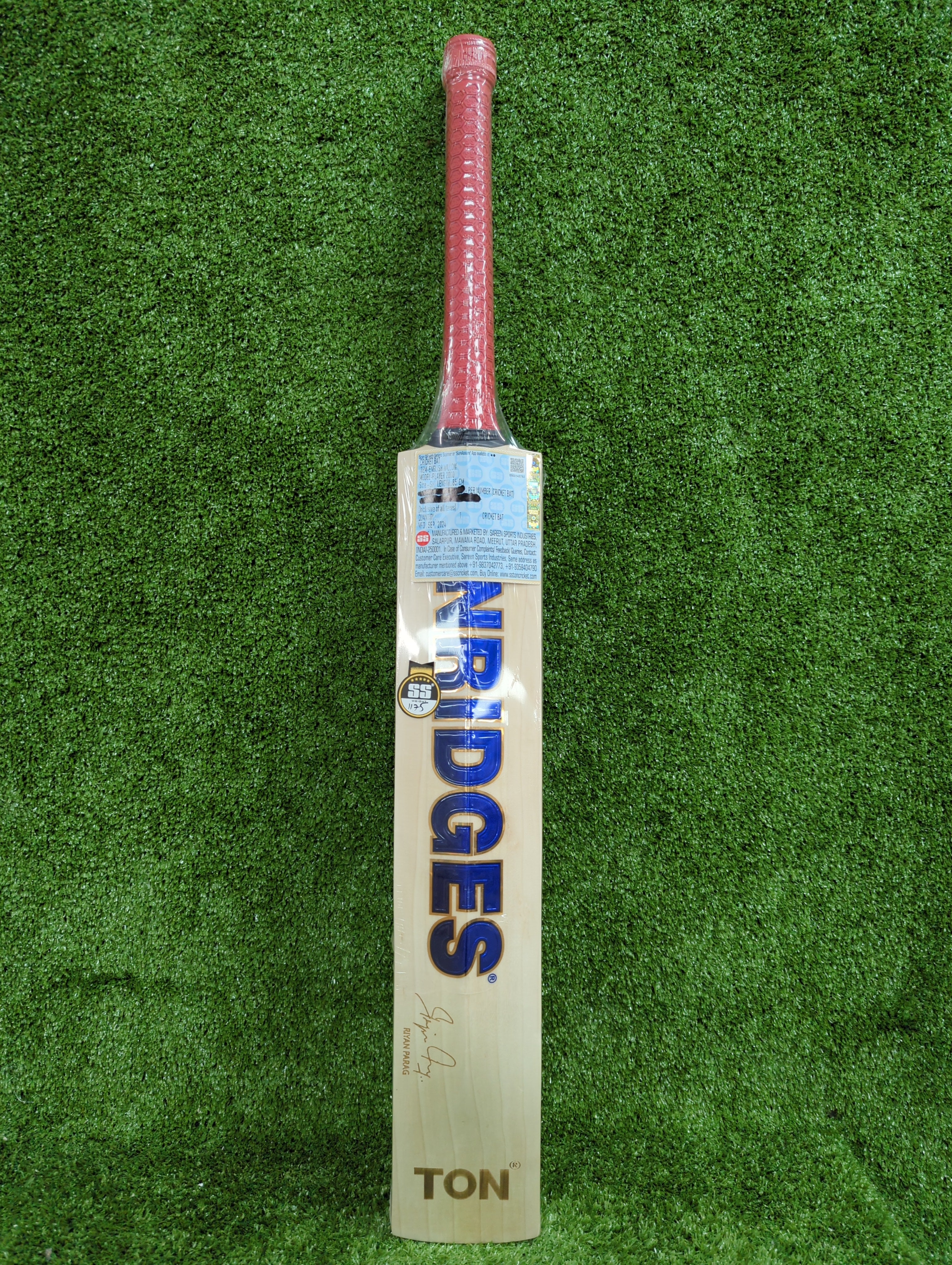 SS Player 2000 English Willow Cricket Bat (Blue Sticker) - Riyan Parag