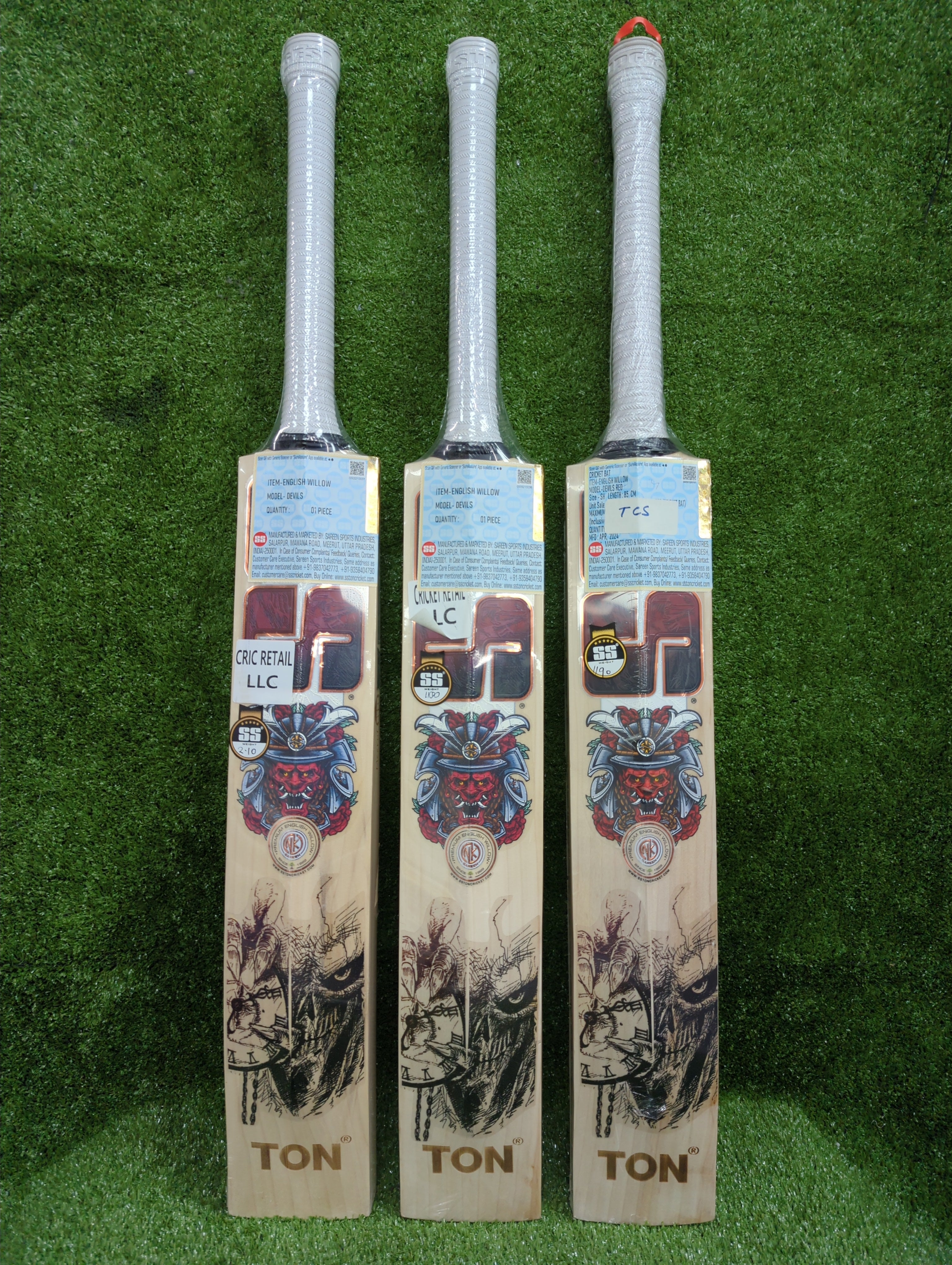 SS Devils Red English Willow Cricket Bat SS
