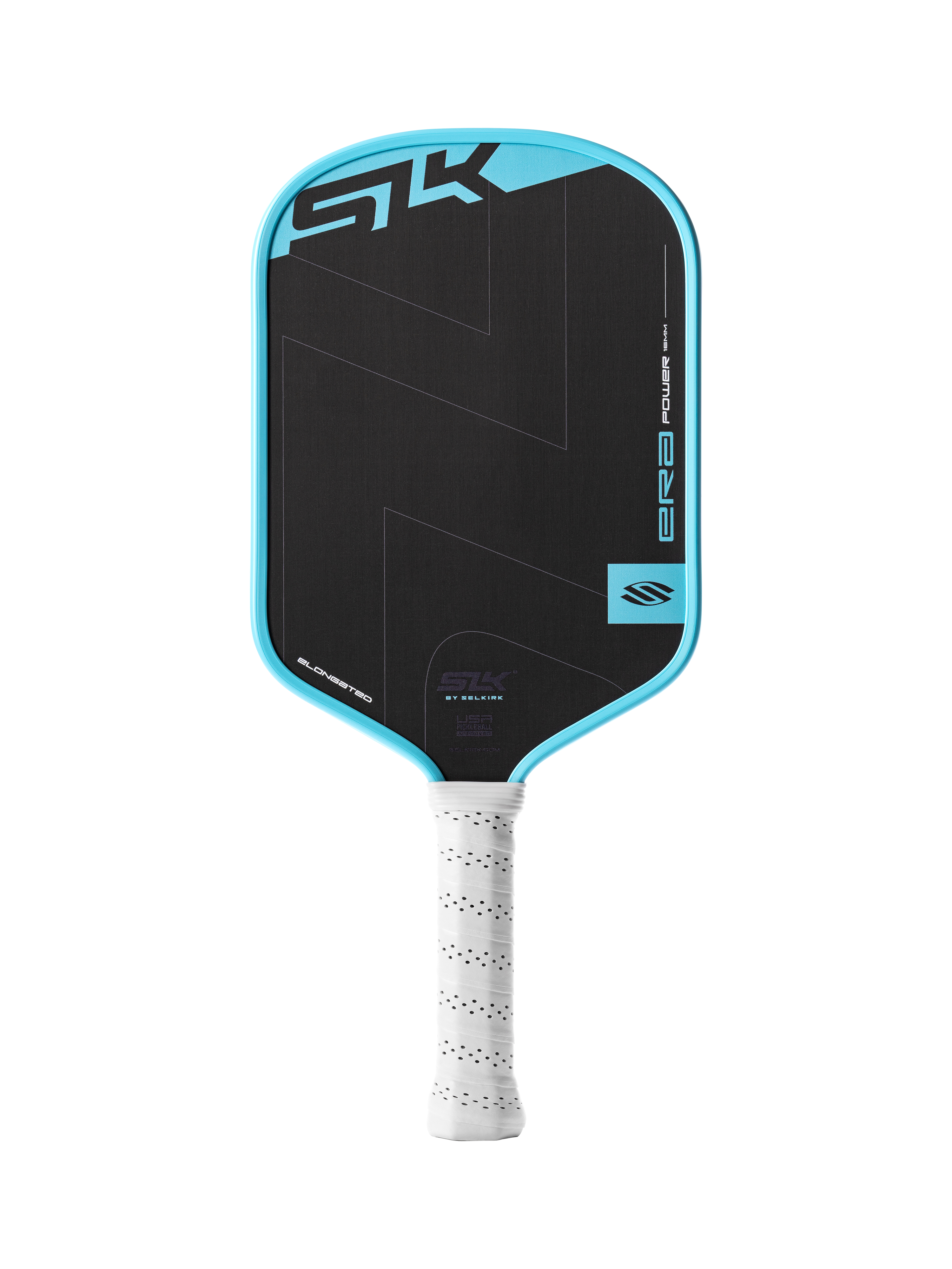 SLK ERA Power pickleball paddle by Selkirk, Elongated shape in Cyan, full face view