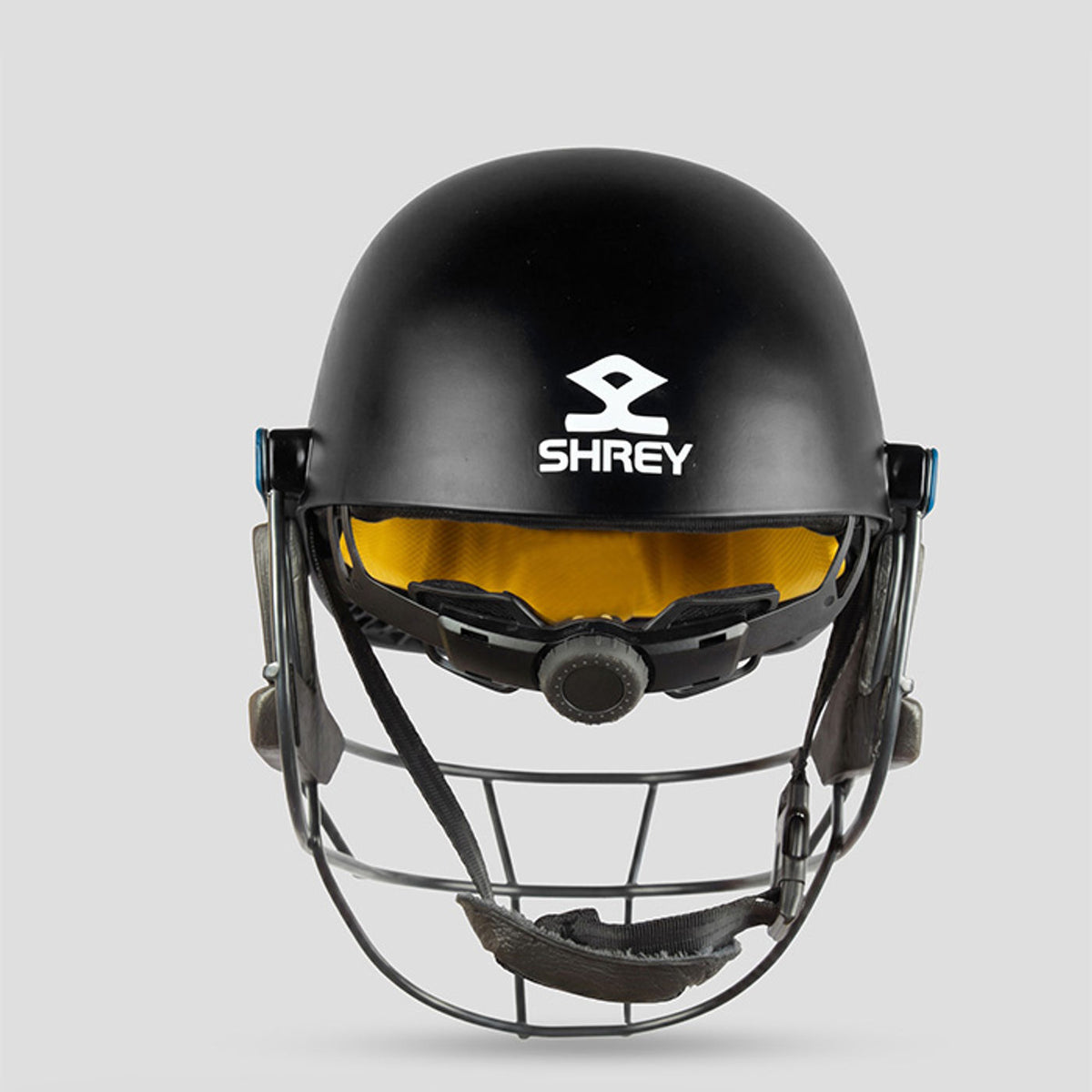 Shrey Chroma Steel Adult Cricket Helmet by SHREY - Black - front view - TopCricketStore