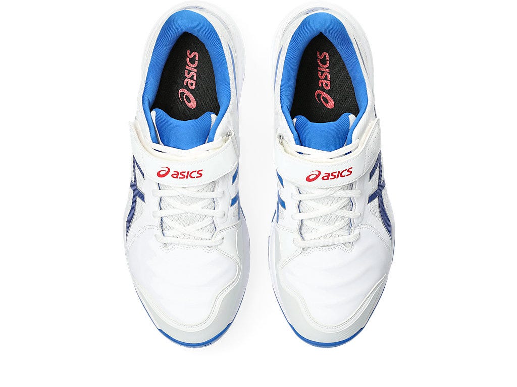 Asics Speed Menace FF White/Tuna Blue Cricket Metal Spike Shoe