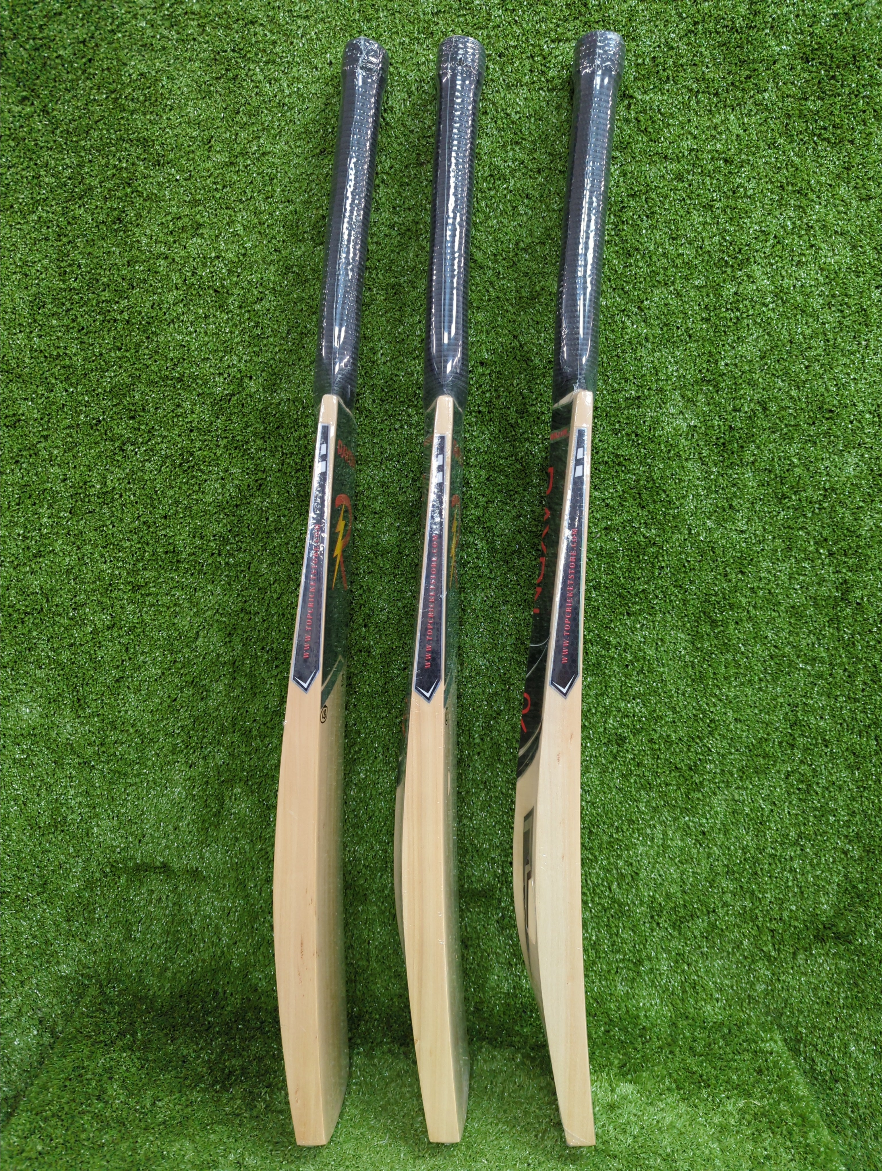 Side profile showing thick edges of Raydn VK Kashmir Willow bat