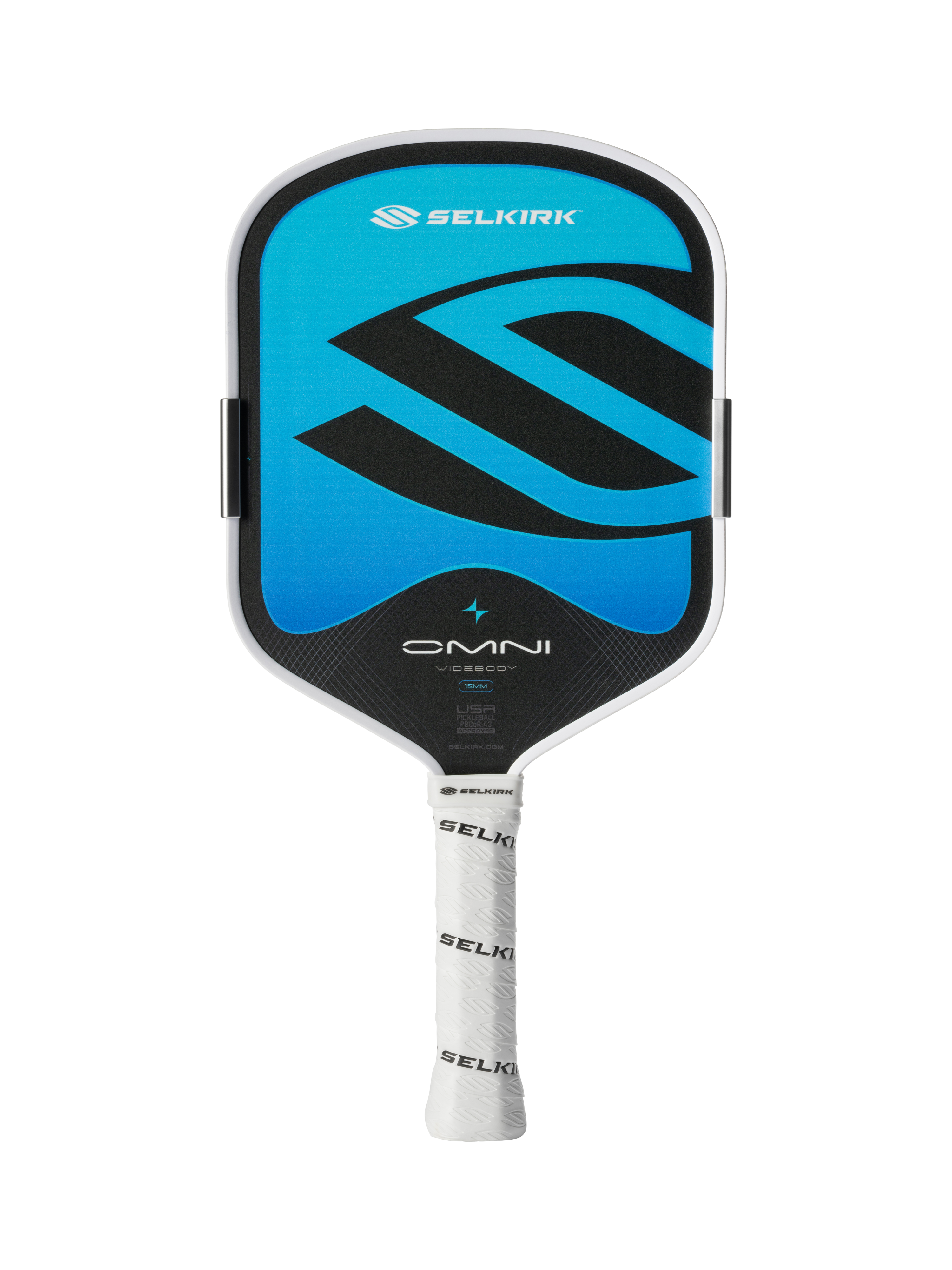 Selkirk OMNI pickleball paddle, Widebody shape in Hydro Blue, full face view