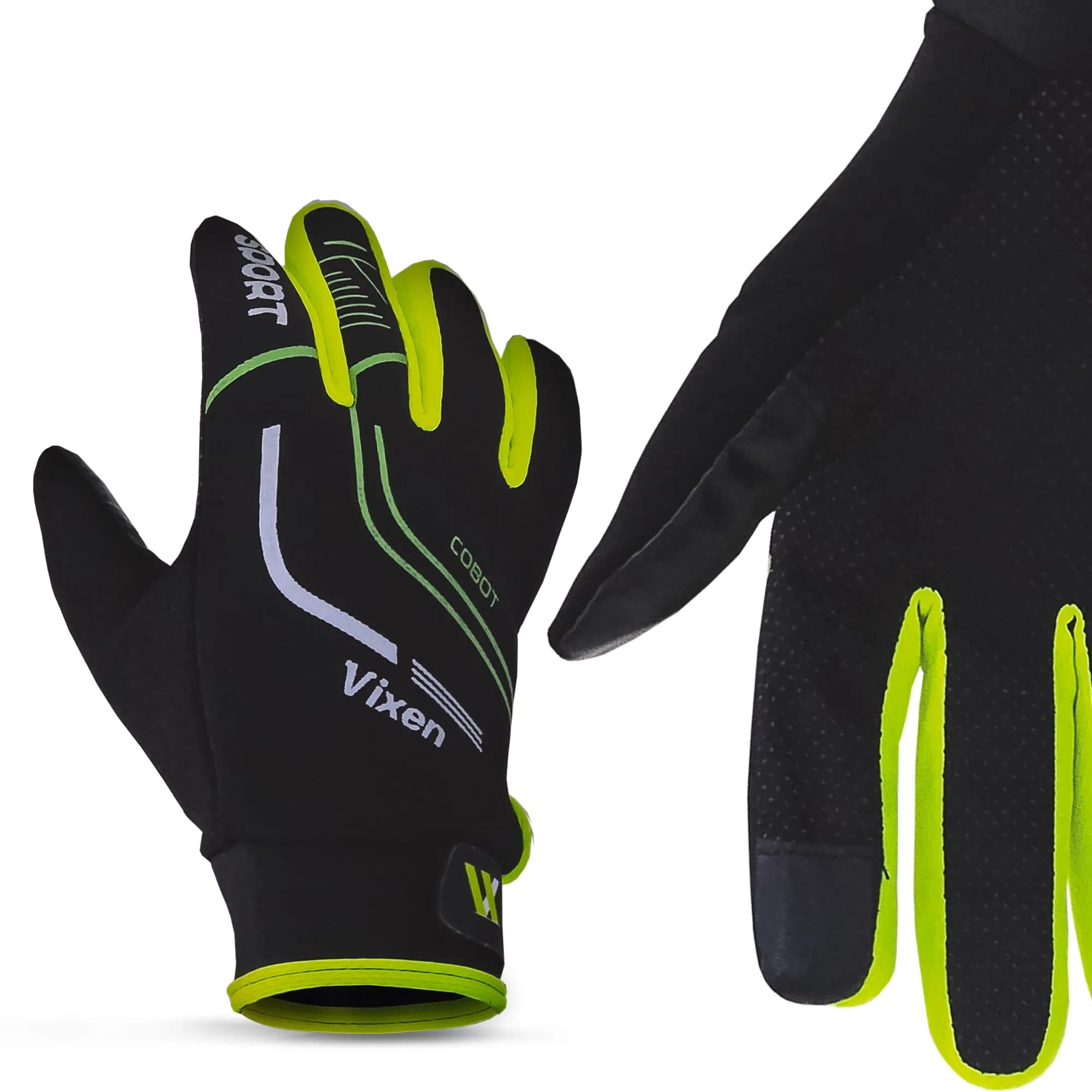 Side profile view of the Vixen Cobot multipurpose gloves in their original packaging, demonstrating the flexible fit.