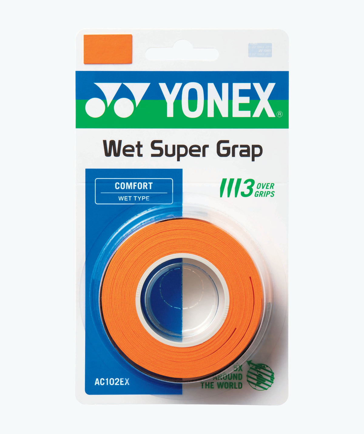 Yonex Super Grap AC102EX-3 Badminton Overgrip (3 Wraps) by Yonex - Orange - TopCricketStore