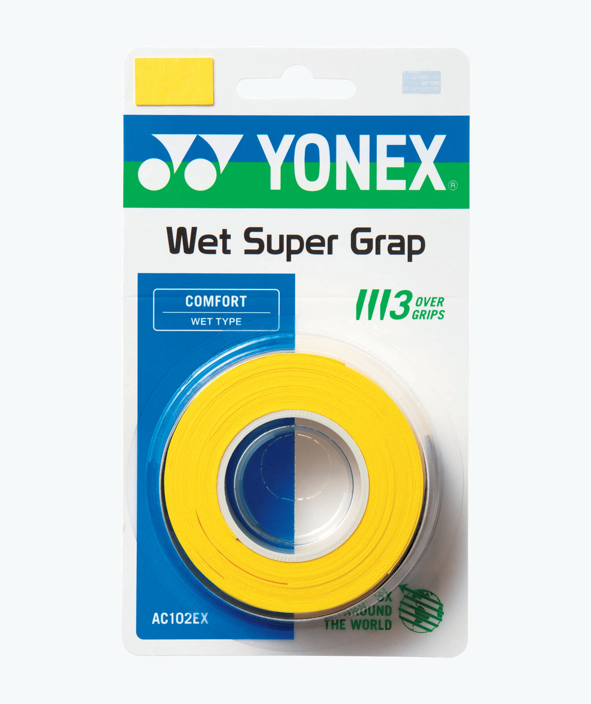 Yonex Super Grap AC102EX-3 Badminton Overgrip (3 Wraps) by Yonex - Yellow - TopCricketStore
