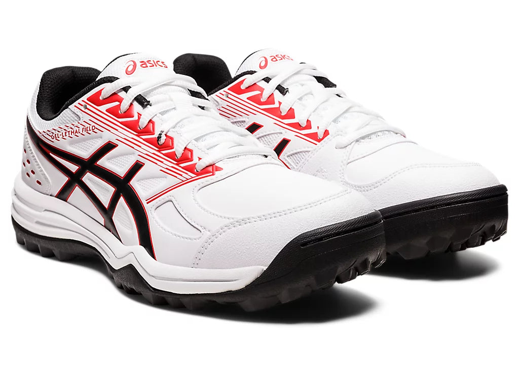 Asics Gel Lethal Field - White/Classic Red Cricket Shoes