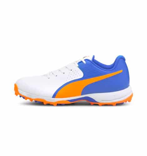 Puma 20 White-Bluemazing-Orange Glow Cricket Shoes