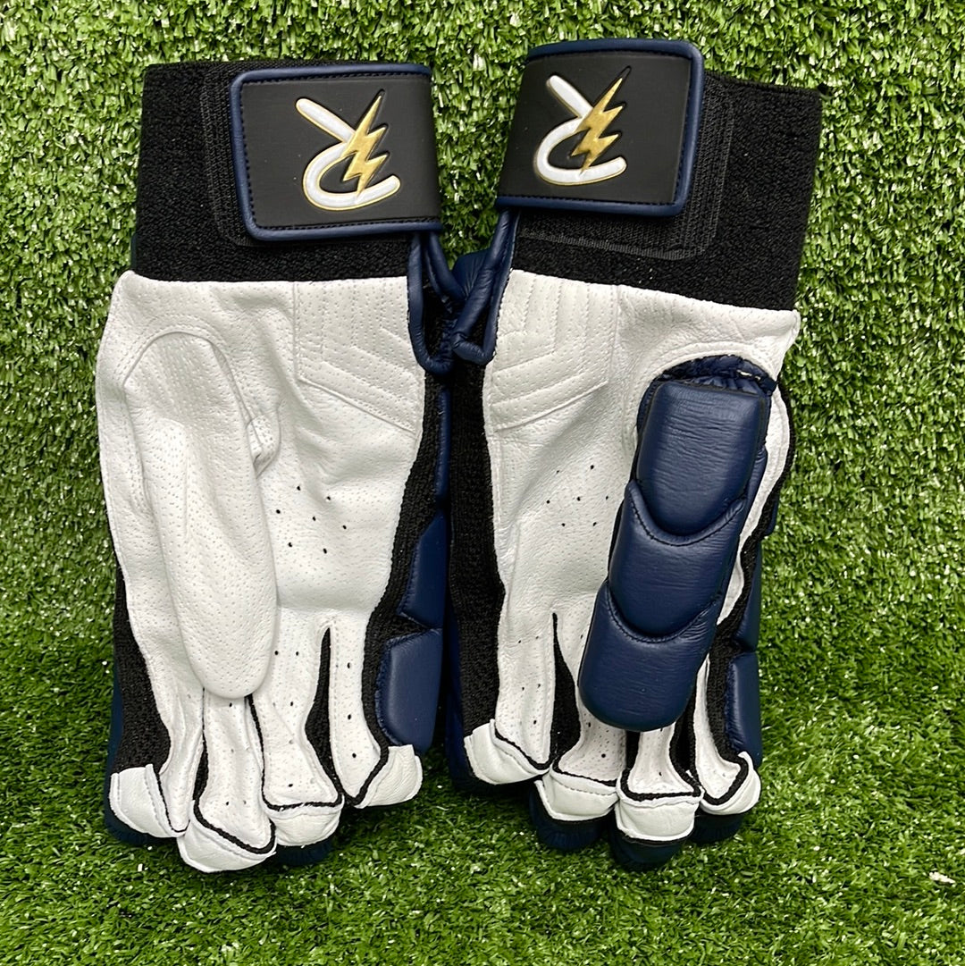 Raydn Players Edition Youth Cricket Batting Gloves (With Pittard) White / Navy Blue / Black