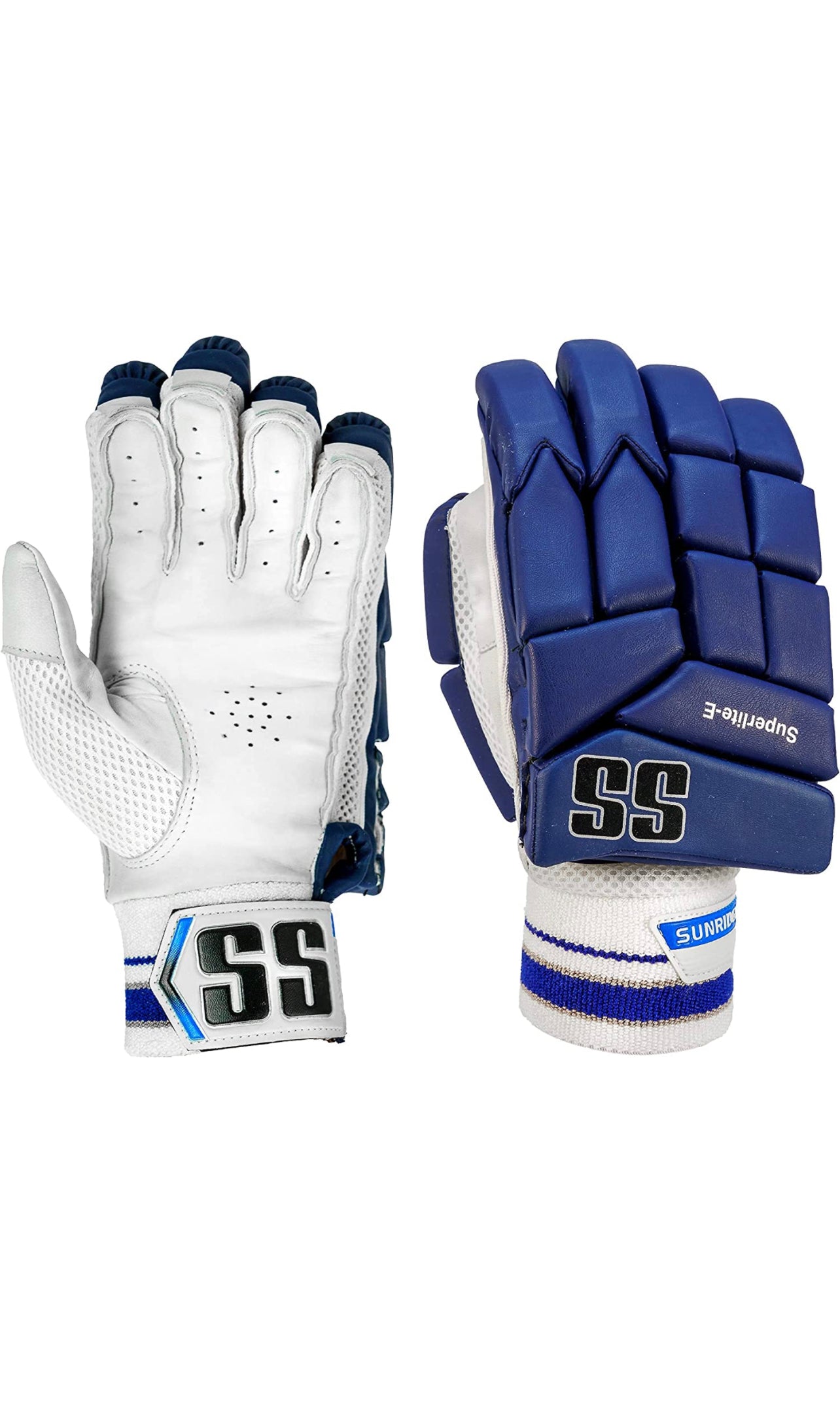 SS Superlite Navy Blue Adult Cricket Batting Gloves front view